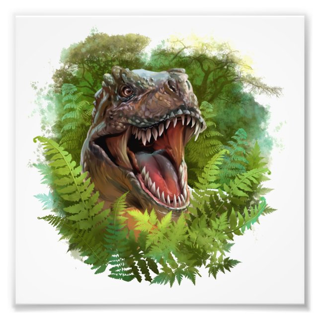 Impression Photo T-Rex qui regarde hors de la brousse (Devant)