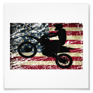 Impression Photo T-Shirt Motocross Drapeau USA Moto Cross Drapeau A