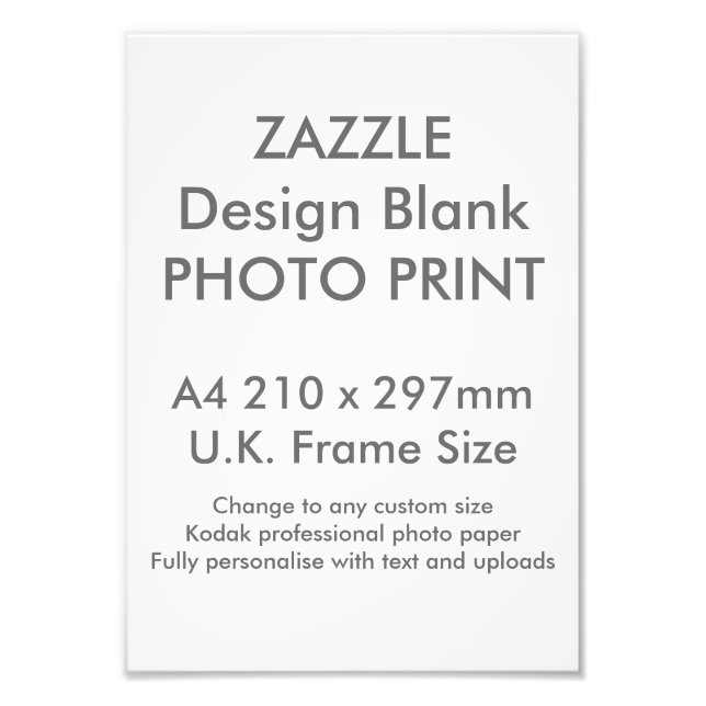 Impression Photo Taille du cadre britannique d'impression A4 person (Devant)