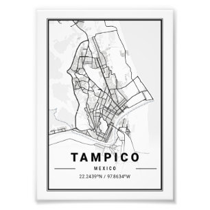 Impression Photo Tampico - Carte de la ville ligère de Mexico