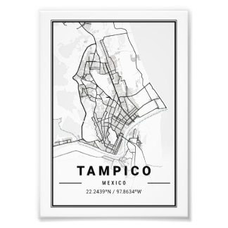 Impression Photo Tampico - Carte de la ville ligère de Mexico