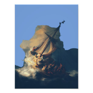 Impression Photo Tempête sur la mer de Galilée par Rembrandt Art