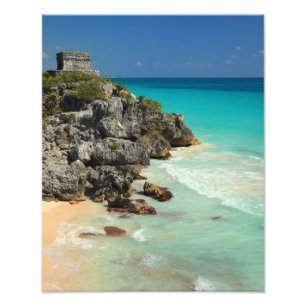 Impression Photo Temple maya et mer des Caraïbes