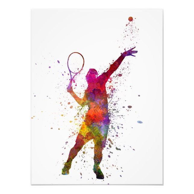 Impression Photo tennis player at service serving silhouette (Devant)