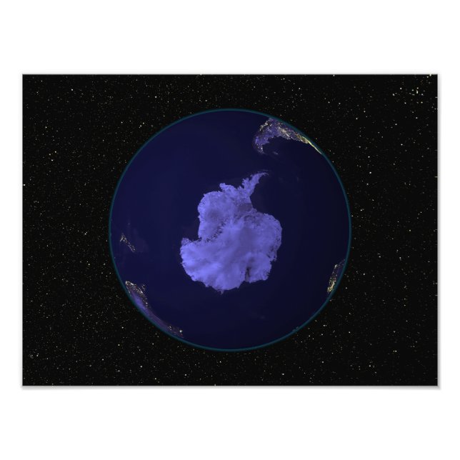 Impression Photo Terre entière la nuit montrant les lumières de la  (Devant)