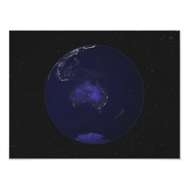 Impression Photo Terre entière la nuit montrant les lumières de la  (Devant)