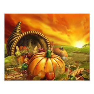 Impression Photo Thanksgiving cornucopia champ citrouille