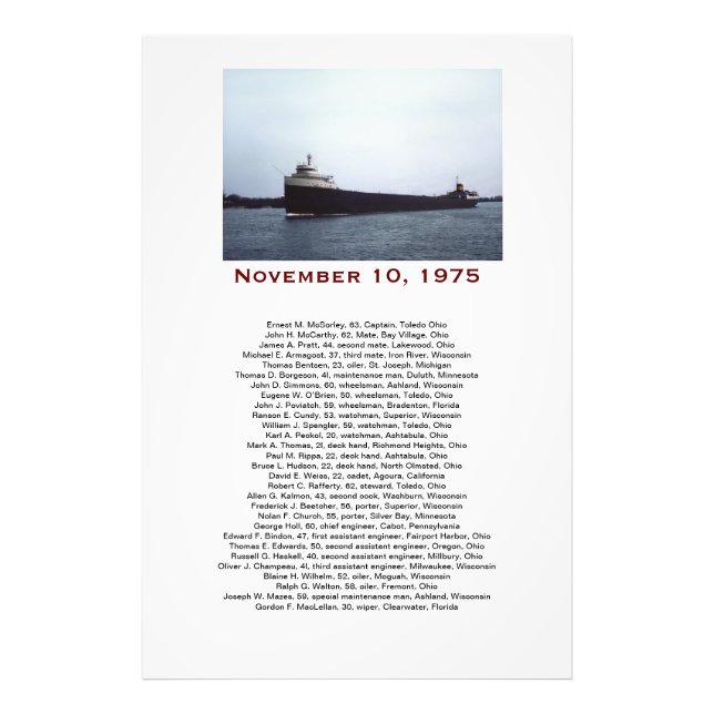 Impression Photo The Edmund Fitzgerald with Crew Names Gift Box (Devant)