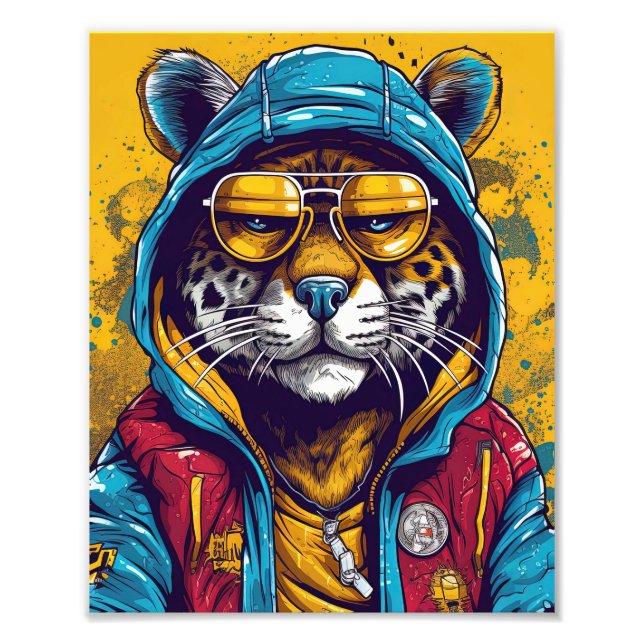 Impression Photo Tigre cool Avec Lunettes De Soleil (Devant)