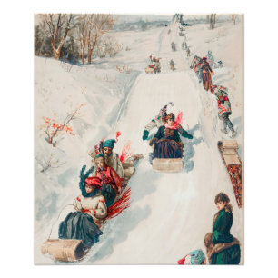 Impression Photo "Tobogganing", Chromolithographie, Louis Prang & C