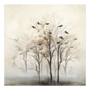 Impression Photo Toiles d'art abstrait Arbres et Oiseaux