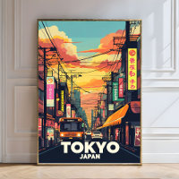 Tokyo Street Sunset-Vibrant Ville Urbaine Japonais