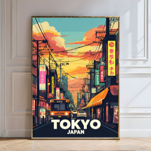 Impression Photo Tokyo Street Sunset-Vibrant Ville Urbaine Japonais