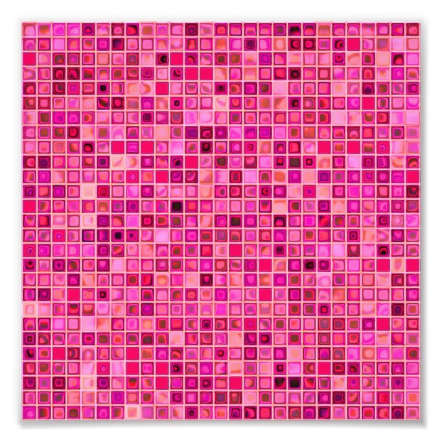 Impression Photo Tons De Mosaïque "Aquarelle" Rose Foncé Motif (Devant)
