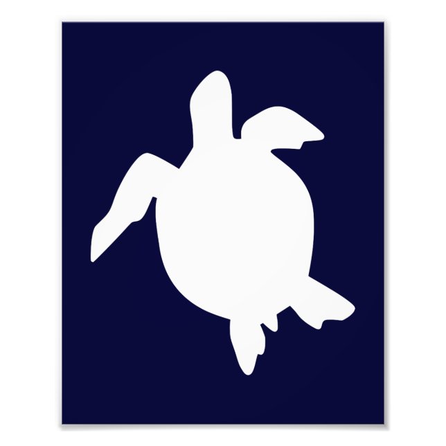 Impression Photo Tortue bleue foncée et blanche Verticale A (Devant)
