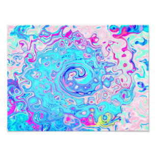 Impression Photo Tourbillon Bleu Abstrait Rétro Groovy de l'Oeuf de
