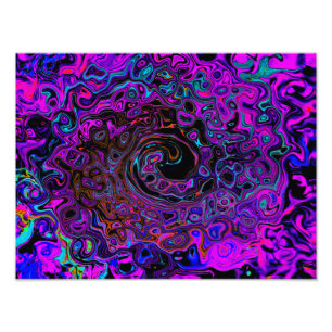 Impression Photo Tourbillonnement Liquide Rétro Noir et Magenta