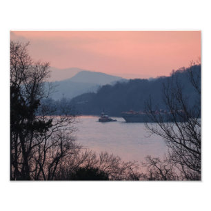 Impression Photo Travailler sur la rivière au coucher du soleil