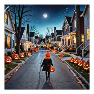 Impression Photo Trick ou Treat Street - La nuit d'Halloween lunair