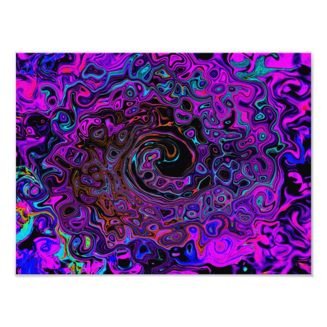 Impression Photo Trippy Black et Magenta Retro Liquid Swirl (Devant)