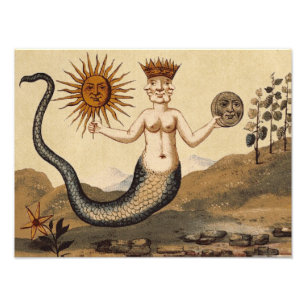 Impression Photo Triton avec la sépia de trois visages