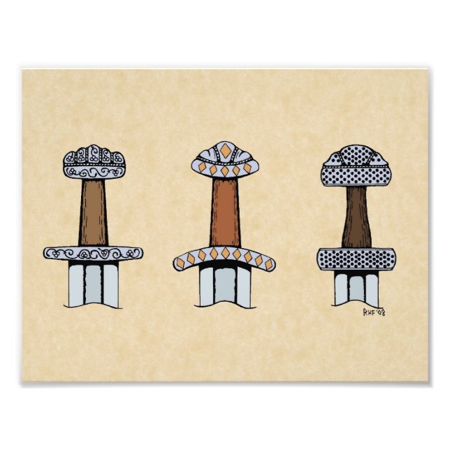 Impression Photo Trois Hillets d'épée viking (Devant)