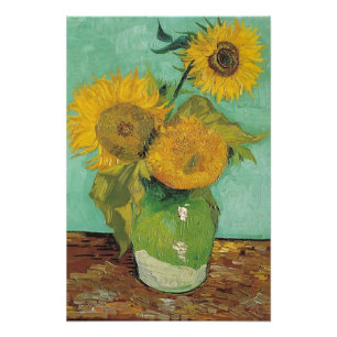 Impression Photo Trois tournesols dans un Vase, Vincent van Gogh.