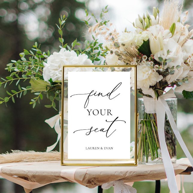 Impression Photo Trouvez votre siège Panneau minimaliste noir et bl (Créateur téléchargé)