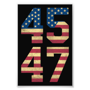 Impression Photo Trump 2024 45 47 Drapeau Américain Vintage Rétro 4