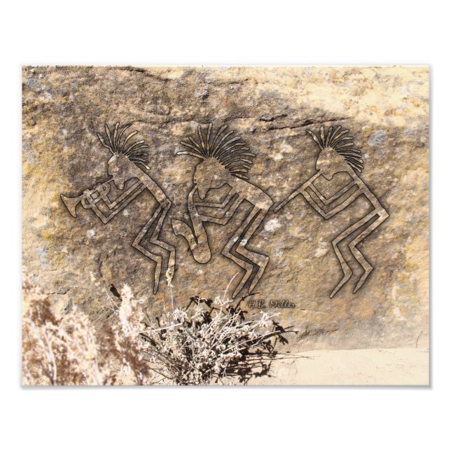 Impression Photo Trumpet Saxophone et Joueur de fluet Petroglyph (Devant)