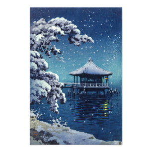 Impression Photo Tsuchiya Koitsu - Neige sur l'Ukimido à Katada