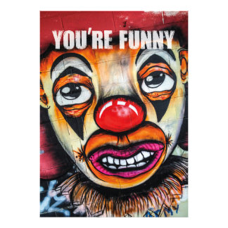 Impression Photo Tu es drôle... clown coloré avec des yeux tristes.