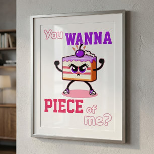Impression Photo Tu Veux un Morceau de Moi Gâteau Dessin Animé Drôl