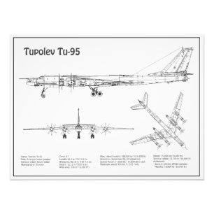 Impression Photo Tupolev Tu-95 - Plan de plan d'avion BD