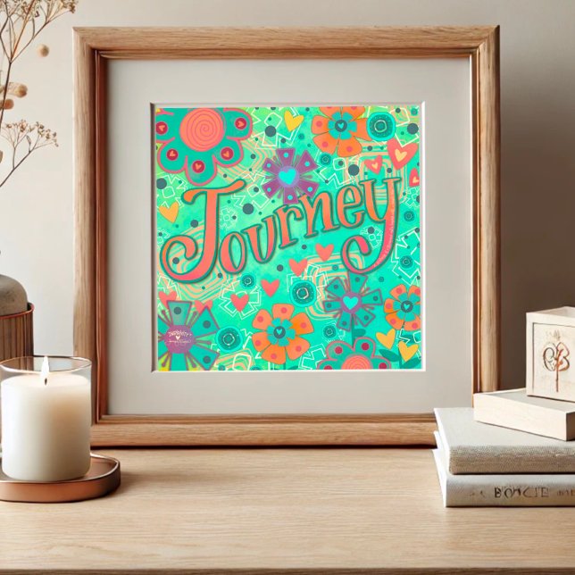 Impression Photo Turquoise Voyage Inspirationnel Coeur Floral Plutô (Créateur téléchargé)