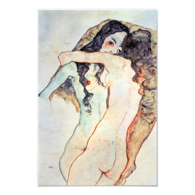 Impression Photo Two Women Embracing | Egon Schiele | (Devant)
