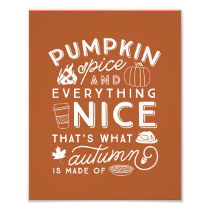 Impression Photo Typographie citrouille d'épices Art d'automne