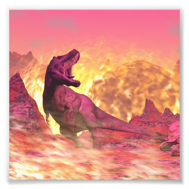 Impression Photo Tyrannosaurus rex mourant à cause de la météorite (Devant)