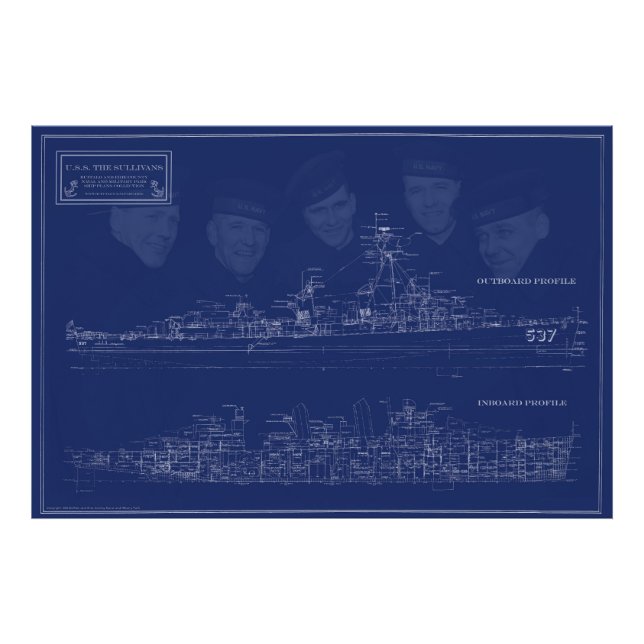 Impression Photo U.S.S. The Sullivans Fine Art Blueprint (Devant)