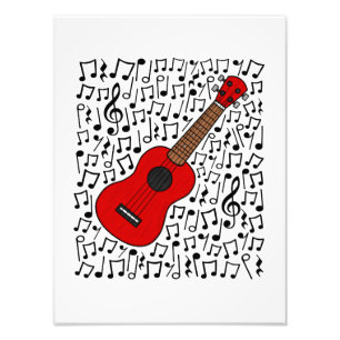 Impression Photo Ukulele Notes musicales Uke Player Musicien