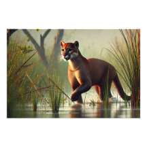 Um jaguarundi em seu habitat natural no Pantanal