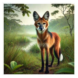 Impression Photo Um lobo-guará na planície Pantaneira.
