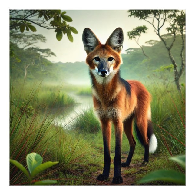Impression Photo Um lobo-guará na planície Pantaneira.  (Devant)