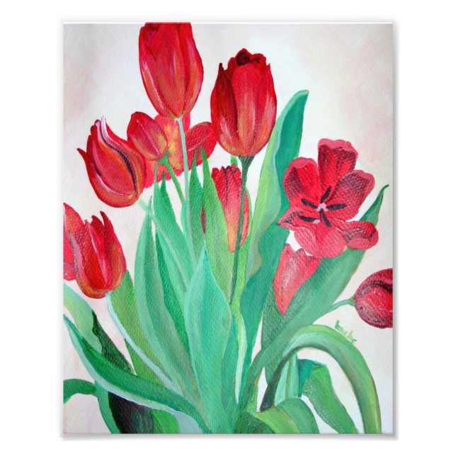 Impression Photo Un bouquet de tulipes rouges (Devant)