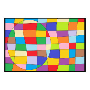 Impression Photo Un cercle coloré sur un rectangle coloré