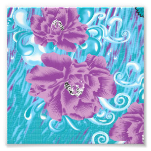 Impression Photo Un design textile dynamique avec violet et turq