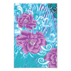 Impression Photo Un design textile dynamique avec violet et turq