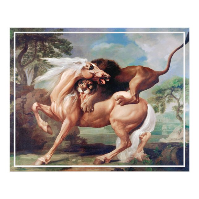 Impression Photo Un Lion Attaquant Un Cheval Peint-17620 (Devant)