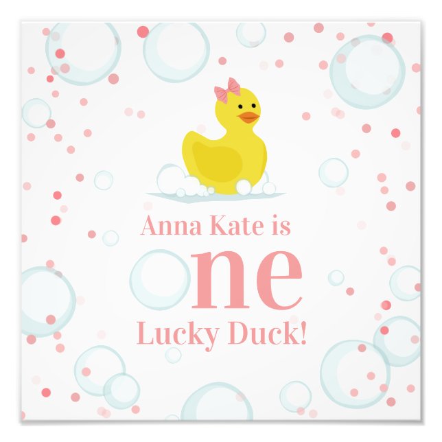 Impression Photo Un Lucky Canard Rose fête d'anniversaire (Devant)