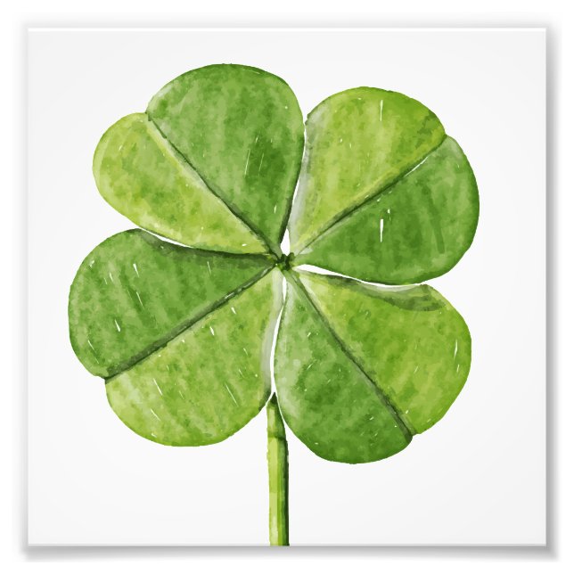 Impression Photo Un Shamrock de trèfle vert chanceux à quatre feuil (Devant)
